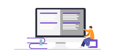 man pointing to documentation on a computer